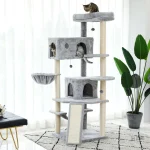 Arbre à chat en peluche Minouland gris ou beige