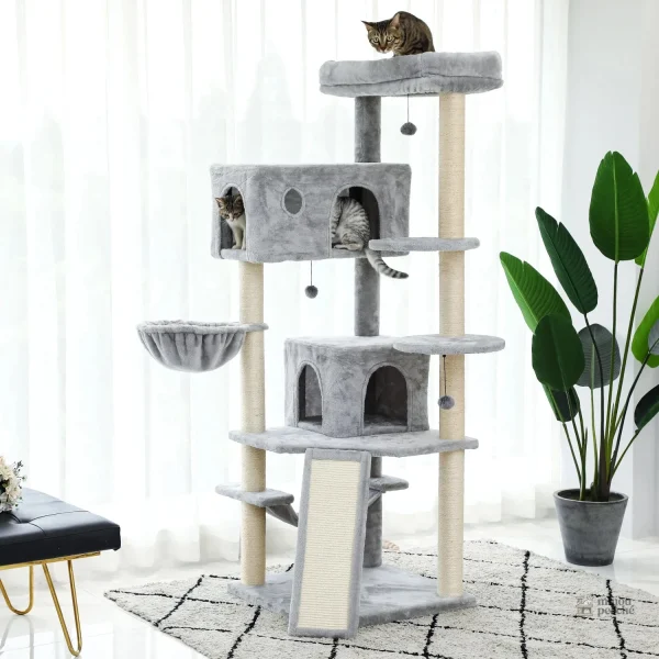 Arbre à chat en peluche Minouland gris ou beige