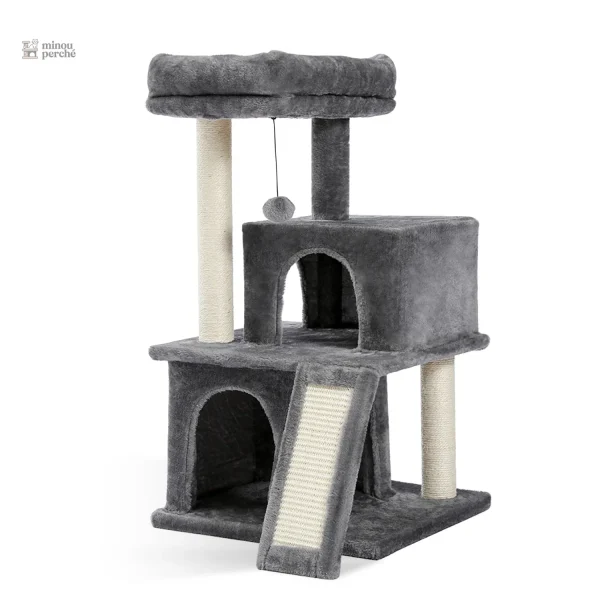 Arbre à chat beige, espace de jeu sécurisé