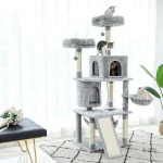 Arbre à chat peluche beige pour chats confortables