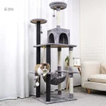 Arbre à chat Minouland gris, espace de jeu doux