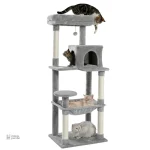 Arbre à chat beige, refuge douillet pour chats