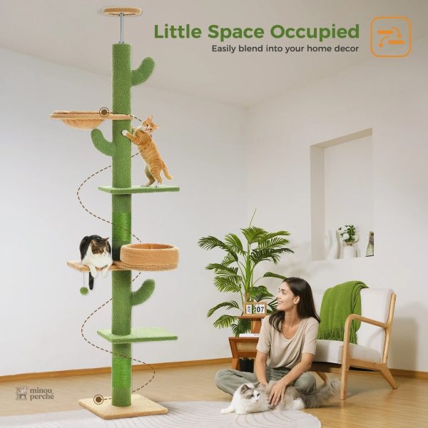 Arbre à chat au plafond, style cactus pour chats