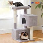 Arbre à chat beige avec plateforme confortable