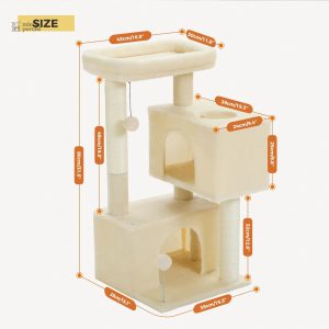 Arbre à chat en tissu beige et gris