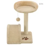 Dôme confortable sur arbre à chat beige, parfait pour se reposer
