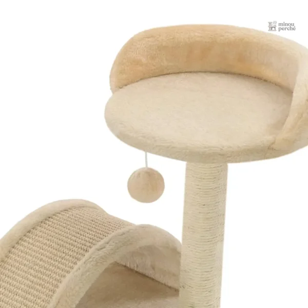 Arbre à chat beige, refuge idéal avec dôme pour chats actifs
