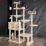 Arbre à chat XXL en bois blanc - Le Royaume Miaou