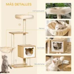 Arbre à chat en bois avec espace de repos