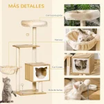 Arbre à chat en bois naturel avec hamac