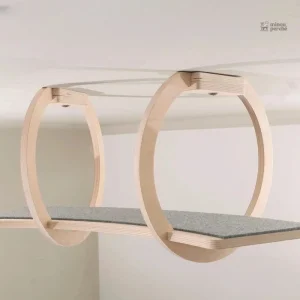 Arbre à chat en bois avec pont suspendu pour chats