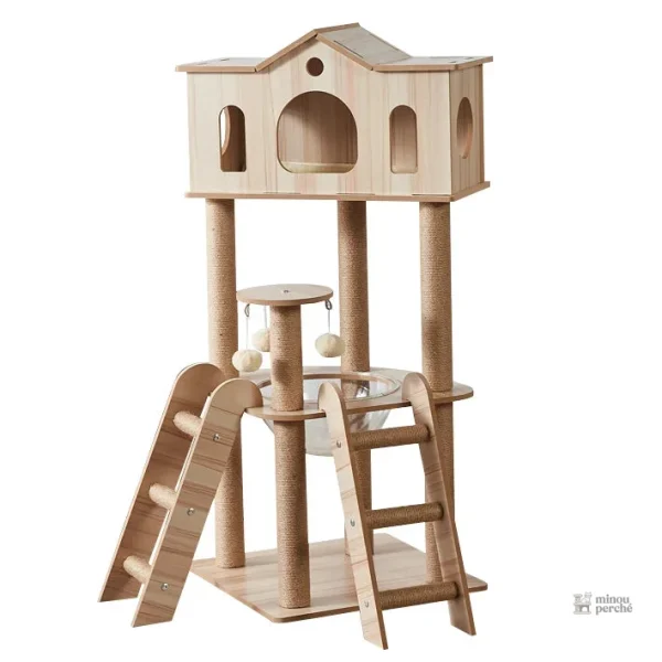 Arbre à chat cabane en bois - Modèle CabaneCat