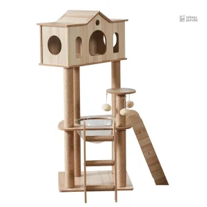 Cabane en bois pour chat, design moderne et fonctionnel