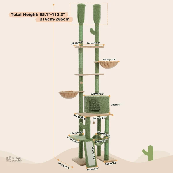 Arbre à chat moderne avec design inspiré des cactus
