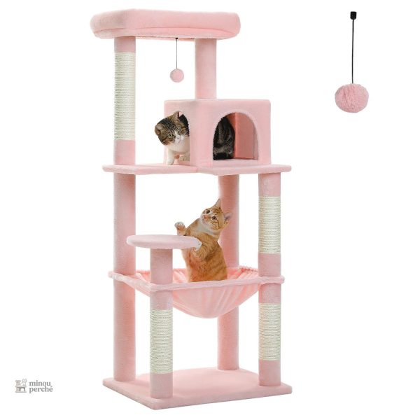 Arbre à chat avec éléments colorés pour chats