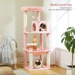 Arbre à chat coloré avec plusieurs niveaux de jeux