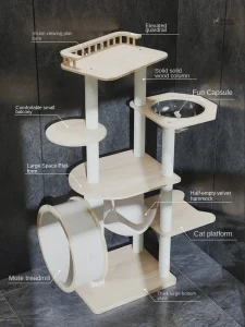 Arbre à chat moderne avec roue intégrée pour chats