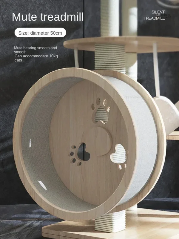 Design élégant d'arbre à chat en bois blanc