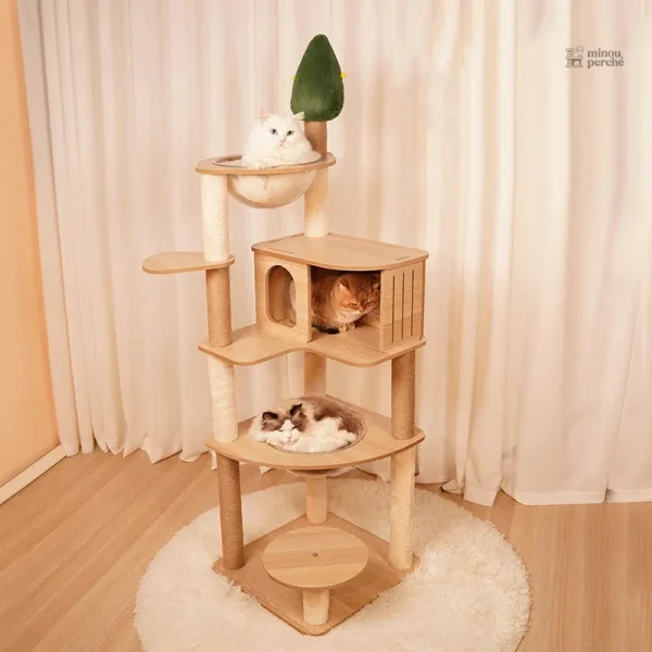 Arbre à chat en bois pour déco moderne
