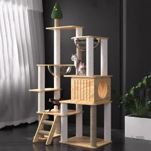 Arbre à chat moderne en bois élégant