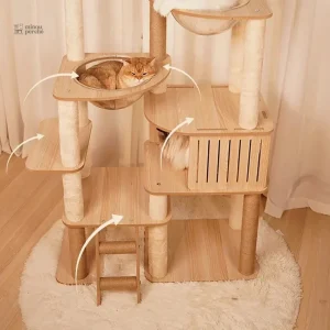 Arbre à chat en bois pour félins