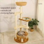Arbre à chat en bois massif avec dôme