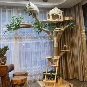 Arbre à chat en matériaux naturels, confort pour les félins