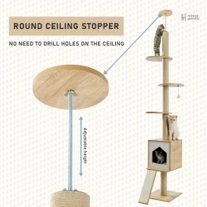 Arbre à chat moderne en bois naturel