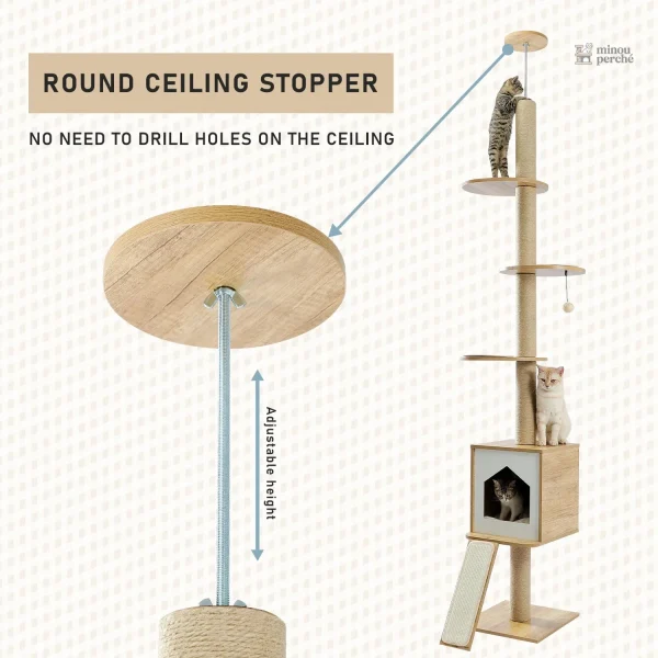 Arbre à chat moderne en bois naturel