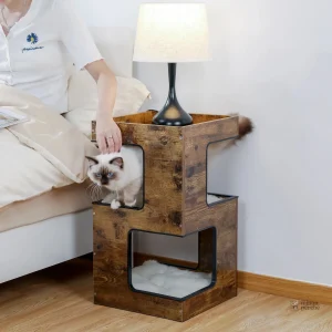 Mini maison pour chats en bois naturel