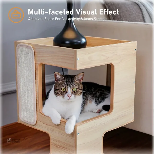 Arbre à chat bois élégant pour intérieur