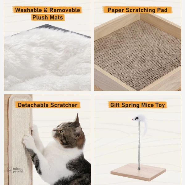Maison pour chats en bois avec plateforme
