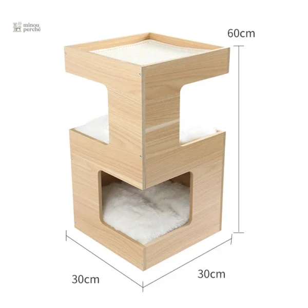 Mini arbre à chat en bois pour petits espaces