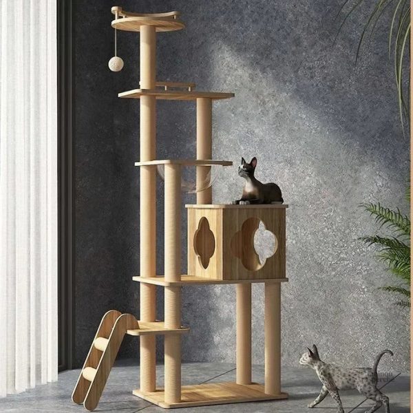 Design raffiné de l'arbre à chat CatForest en bois