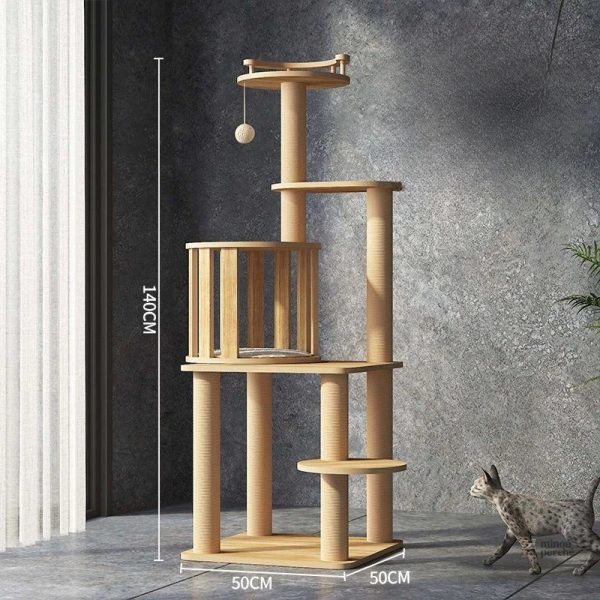 Arbre à chat en bois, espace de jeu et de détente