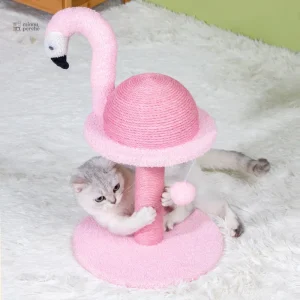 Arbre à chat design flamant rose élégant pour félins