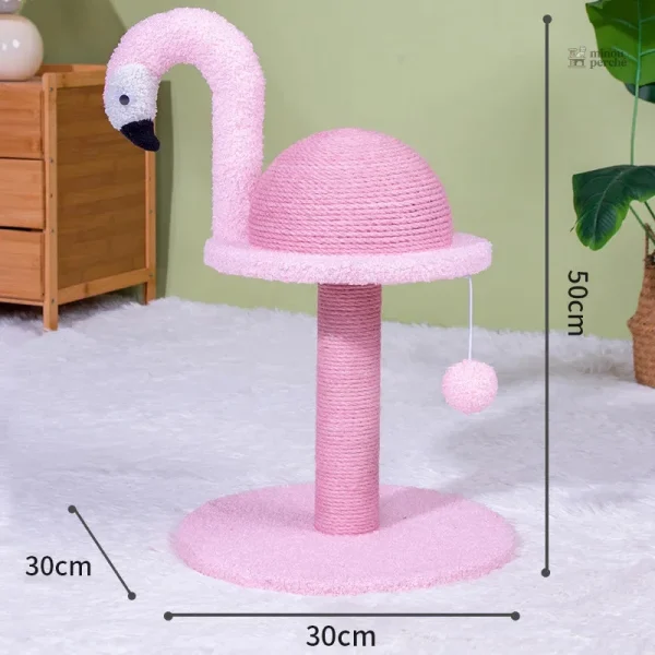 Arbre à chat moderne avec motif flamant rose attrayant