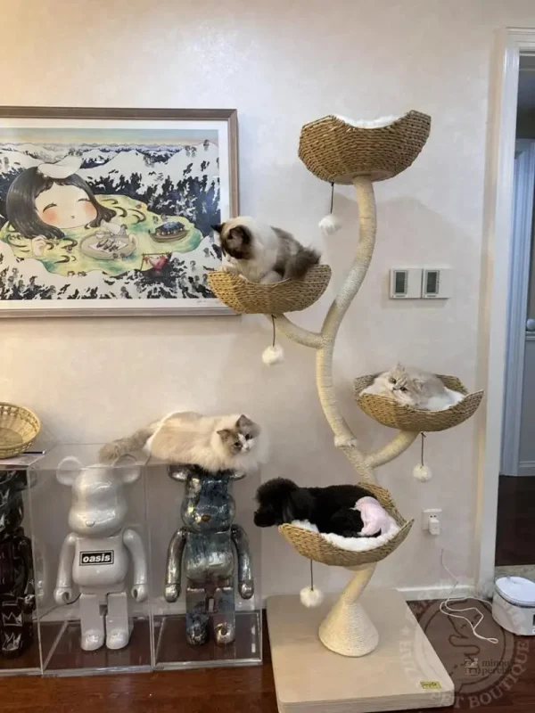 Arbre à chat décoratif style floral