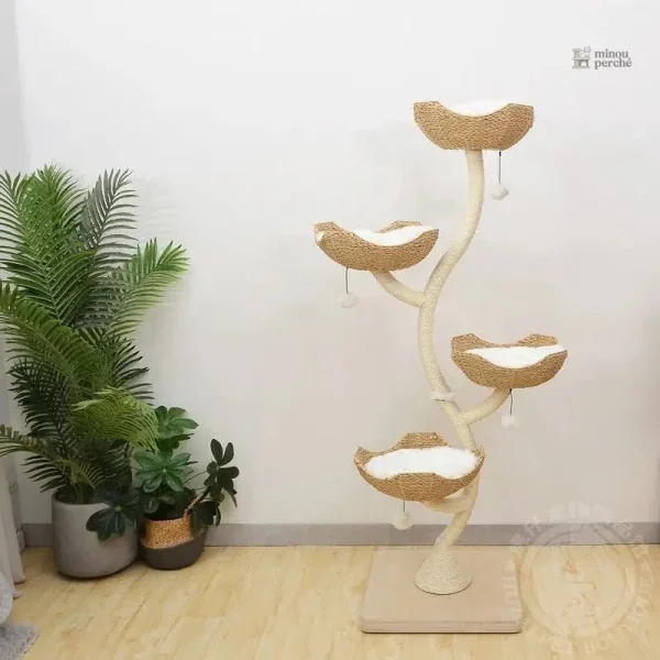Arbre à chat moderne avec motif fleur