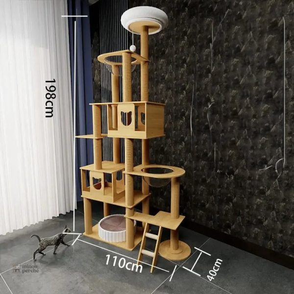 Arbre à chat en bois pour Maine Coon