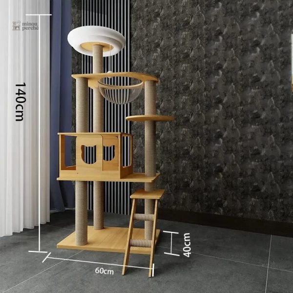 Arbre à chat élégant en bois massif