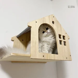 Arbre à chat mural en bois - Maison perchée