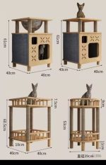 Meuble à gratter pour chats avec litière fermée