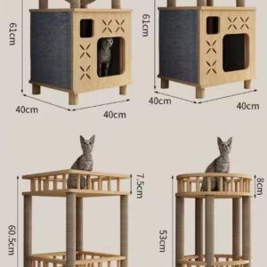 Meuble à gratter pour chats avec litière fermée