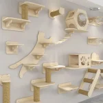 Arbre à chat mural en bois - Forteresse Féline