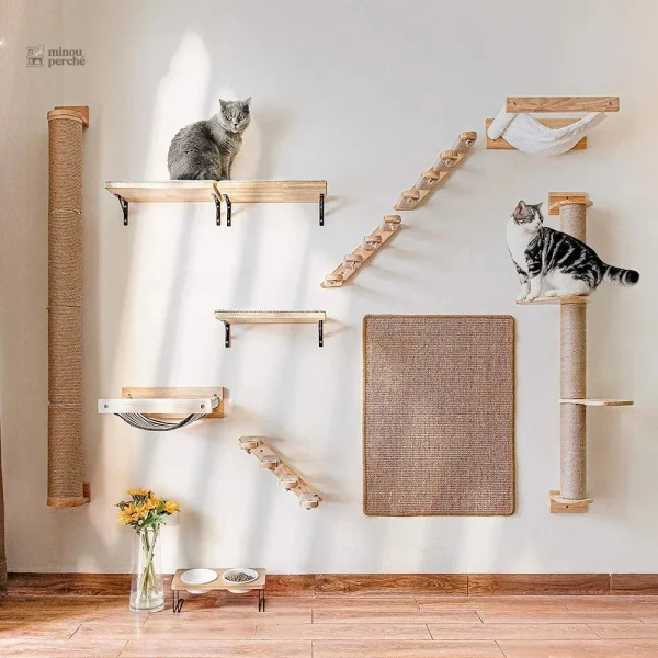 Arbre mural pour chats - Design aventure en bois