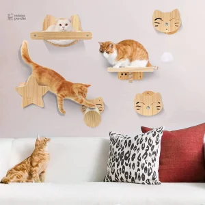 Arbre à chat mural en bois - ChâteauGrimpeur