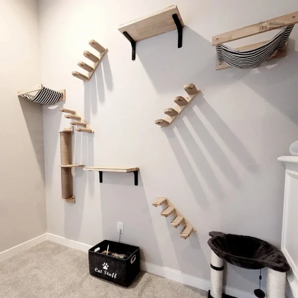 Échelle en bois pour arbre à chat mural NidMurale