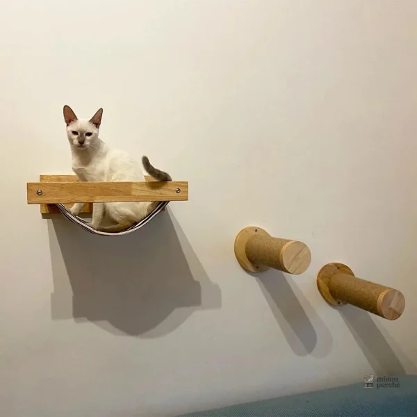 NidMurale, arbre à chat en bois avec hamac intégré