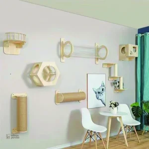 Arbre à chat mural en bois